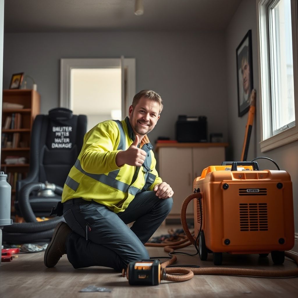 A professional restoration technician using a thermal imaging camera to detect hidden moisture behind a Denver home's drywall.